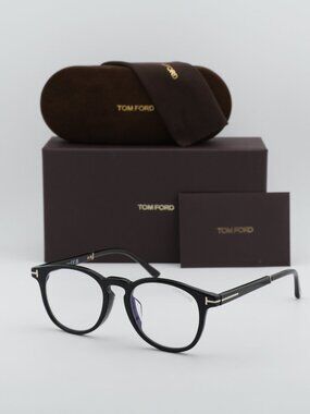 Tom Ford FT5891-F-B 005 Round Eyeglasses 51mm - Black / Blue Light Block